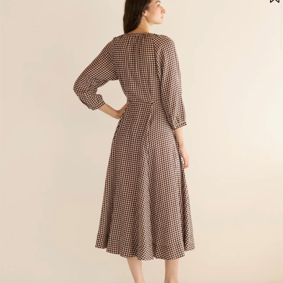 DÔEN Madelaine Plaid Button Up Fitted Dress XXL Good Condition - Picture 3 of 5